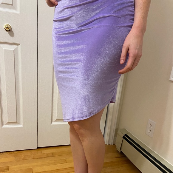 FANTABODY Asymmetrical Velvet Lilac Dress sz Medium - Picture 4 of 11